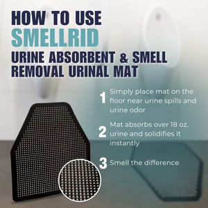 Smellrid Urinal Urine Absorbent & Odor Removal Mat - Set of 6 Mats