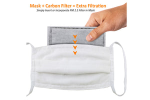 Disposable 4 Layer Activated Carbon PM 2.5 Filter Inserts for Reusable Face Masks. Provides Extra Level of Protection