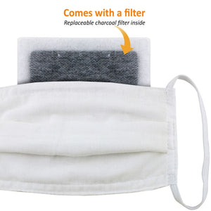 Washable & Reusable 8 Layer Face Mask with Replaceable Activated Carbon Filter for Additional Protection